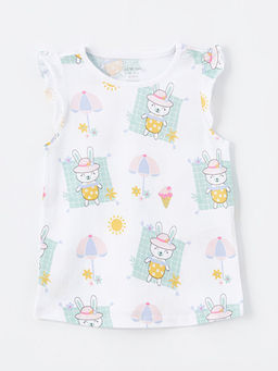 Bisiklet Yaka Bask?l? K?z Bebek Pijama ?st
