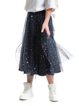 Юбка пачка длинная из фатина 22-7608 черный/зол. звезды - Mini maxi фото 2