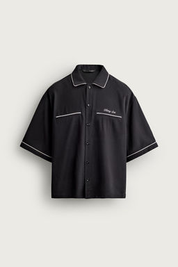 CAMISA RELAXED FIT BORDADO CONTRASTE / Negro - Zara фото 6