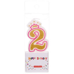 Цена за 10 шт. Свеча для торта Цифра Корона "2" 10 см