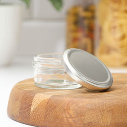 Банка для сыпучих Доляна «Сильвер», 80 мл, 7.5×4 см, с металлической крышкой, стекло, прозрачная