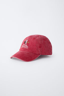 GORRA EFECTO LAVADO BORDADO SNOOPY PEANUTS / Rojo