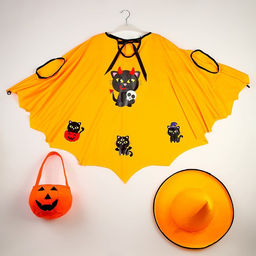 Карнавальный костюм на хэллоуин «Сладость или гадость?»: накидка, шляпа, сумка, оранжевый