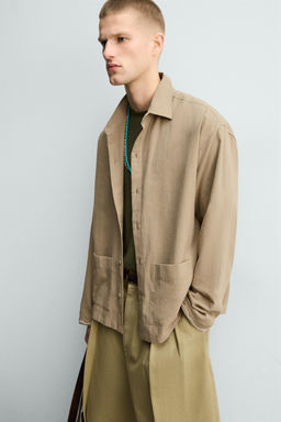 CAMISA ALGOD?N - LINO BORDADOS / Arena - Zara фото 5