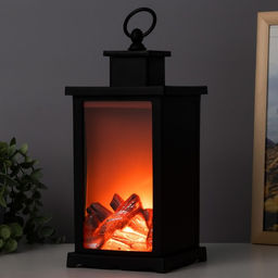 Ночник RISALUX «Камин», LED, 13×13×30 см, чёрный