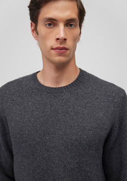 Bisiklet Yaka Gri Kazak - Mavi фото 5