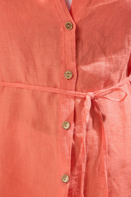 TRENDYOLMILLA Mercan Dokuma %100 Keten Baglamal? Plaj Gomlek TBESS25GO00015  фото 6