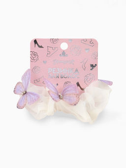 Цена за 2 шт. Резинка для волос «Бабочки» бежевая, Принцессы