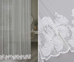 Сетка Грек вышивка по низу Перья