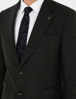 Темно-зеленая приталенная куртка из смесовой шерсти - Cacharel фото 7