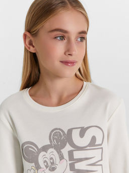 Комплект для девочек (джемпер, брюки) молочно-розовый с граффити и Микки Маусом - Mark formelle фото 4