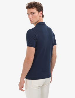 Lacivert Slim Fit %100 Pamuk K_vr_lmaz Polo Yaka Basic Ti__rt