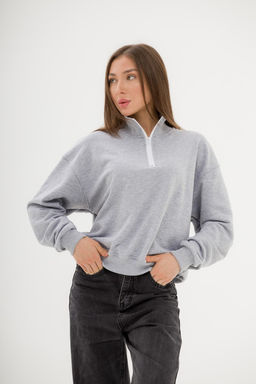 150 Свитшот зипка, серый меланж