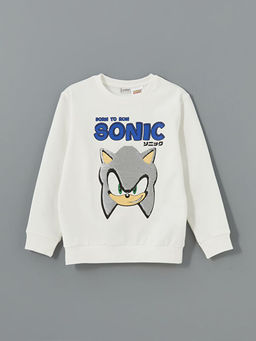 Bisiklet Yaka Sonic Bask?l? Erkek ?ocuk Sweatshirt - Waikiki фото 3