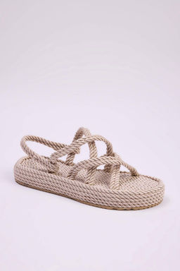 Bej Capraz Bantl? Halat Ipli Ka?nTaban Kad?n Has?r Sandalet TAKSS25SD00068 - Trendyolmilla фото 2