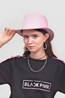 Карнавальная шляпа "Цилиндр" розовая с блёстками р-р 56-58