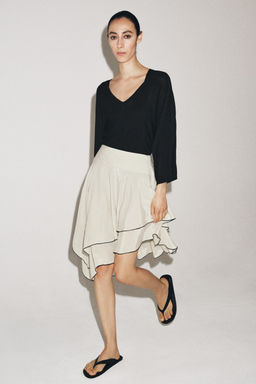 FALDA ASIM?TRICA VOLANTES ZW COLLECTION / Beige / Verde - Zara фото 4