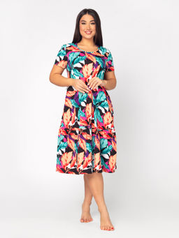 Платье женское кулирка "АГНИЯ" ЛИСТЬЯ С ДЕФЕКТОМ