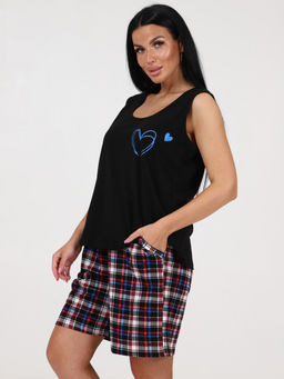 098 ПИЖАМА ШОРТЫ (Черный/разноцветная клетка) - А-дина фото 4
