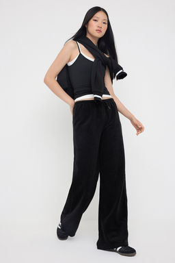 Siyah Polar Straight Normal Bel Esnek Kal?n Orme Esofman Alt? TWOAW26EA00001