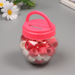 Клейкая лента пластик в банке «Белый и коралл», набор 40 шт., 1.2 см, дл. 0.9 м, 7×7×9 см