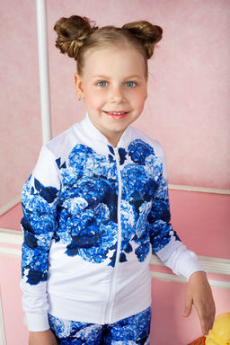 Толстовка на молнии "Лейла",белый/синий