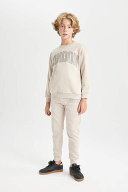 Толстая школьная толстовка оверсайз с круглым вырезом для мальчика - Defacto фото 2