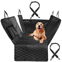 Автогамак для перевозки животных "Место Бро", цвет черный, влагозащ. ткань, ремень для крепл. к ошейнику, 133*140см