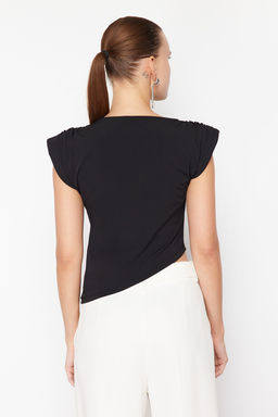 Trendyolmilla Siyah Asimetrik Vatkal? Orme Bluz TPRSS24BZ00037 фото 7