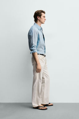CAMISA REGULAR FIT 100% LINO / Azul / Verde - Zara фото 4
