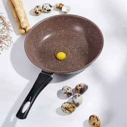 Сковорода Rock, d=21 см, пластиковая ручка, антипригарное покрытие, углеродитсая сталь, коричневая
