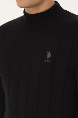 Erkek Slim Fit Yar_m Bal_k__ Yaka Siyah Kazak - U.s. polo assn фото 7