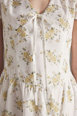 TRENDYOLMILLA Ekru Cicekli Mini Dokuma Elbise TWOSS25EL00789 фото 3