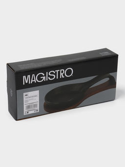 Подставка под ложку с поддоном Magistro «Галактика», фарфор, 23.5×10.5×5 см, чёрная