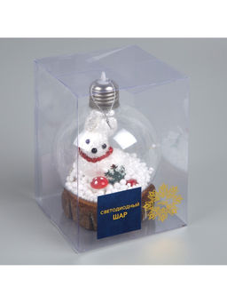 Ёлочный шар Зайка, 10х13 см, 1 LED, от батареек, свечение тёплое белое - Luazon lighting фото 12