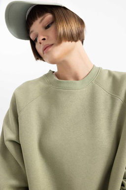 Толстый свитшот оверсайз с круглым вырезом - Defacto фото 8