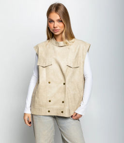 Жилет #КТ6366, светло-бежевый