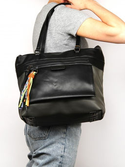 Сумка женская искусственная кожа BT-V 7640, 1отд+карм/перег, плечевой ремень, черный/серый SALE 262521 - Adelia фото 10