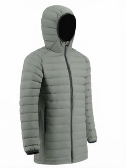 Куртка мужская удлинённая стёганая с капюшоном и графеновой подкладкой утеплитель тинсулейт