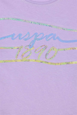 Сиреневая футболка для девочки - U.s. polo assn фото 3