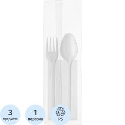 Набор столовых приборов 3в1 (в.,ст.л,салф.бел) бел,165мм 250шт/кор