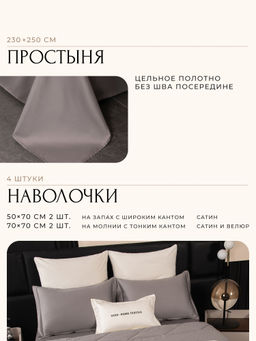 Комплект постельного белья Сатин Velvet Premium с Одеялом VP013 Евро наволочка