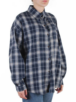 C01 BLUE/BEIGE Рубашка женская оверсайз (95% хлопок, 5% спандекс)