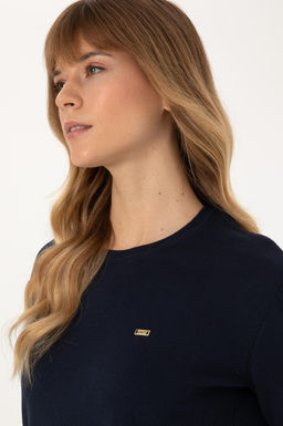 Kad_n Lacivert Bisiklet Yaka Basic Kazak - U.s. polo assn фото 2