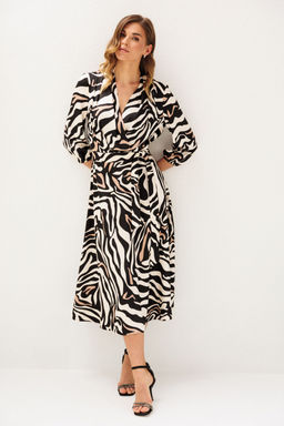 Платье Lars Style 1212 молочный,бежево-черный принт