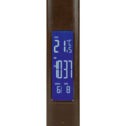 TLD-551 Brown/LED/450Lm/3000-6000K/Dimmer/USB Светильник настольный c часами, календарем, термометром, 9W. Сенсорный выключатель. Коричневый (стилизован под кожу). TM Uniel.