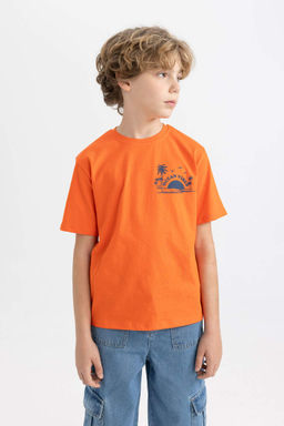 Футболка с короткими рукавами и круглым вырезом на спине для мальчиков - Defacto фото 3