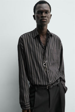 CAMISA FLUIDA RAYAS / Negro - Zara фото 6