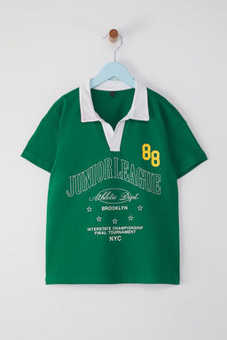 Beyaz Erkek Cocuk %100 Pamuk Slogan Bask?l? Polo Yaka K?sa Kol Orme T-Shirt TKDSS25TS00080 - Trendyolmilla фото 3