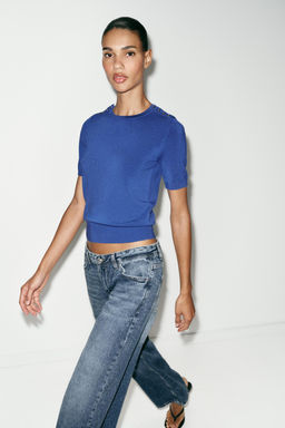 JERSEY B?SICO PUNTO MANGA CORTA / Azul - Zara фото 5